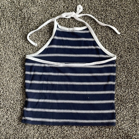 Aeropostal Blue and White Striped Halter Cropped tank Size M - Picture 2 of 2